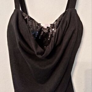 BONGO vintage y2k sequin cowl neck tank top black